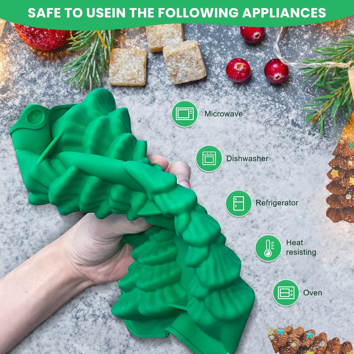3D Christmas Tree Baking Mould cake pan silicone mold,5 cavities christmas tree for bread, mousse cake,muffins,ice cubes