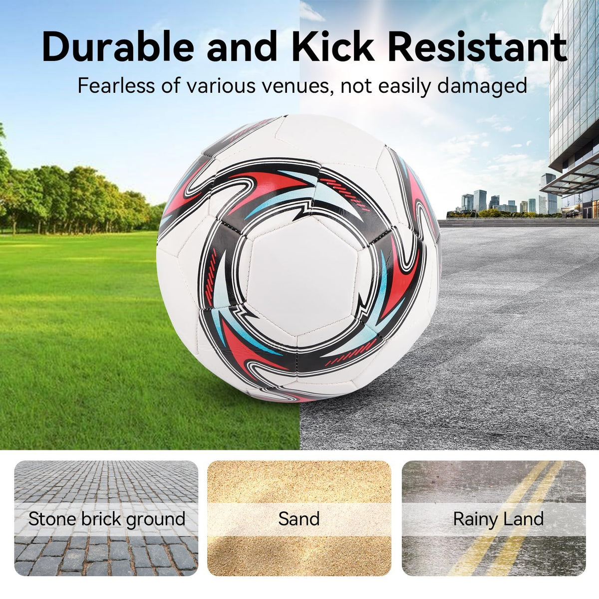 (white)Soccer Ball, Standard Size 5 Soccer Ball Leakproof Campus Football Wear Resistant for Outside Sport Game Training Competition