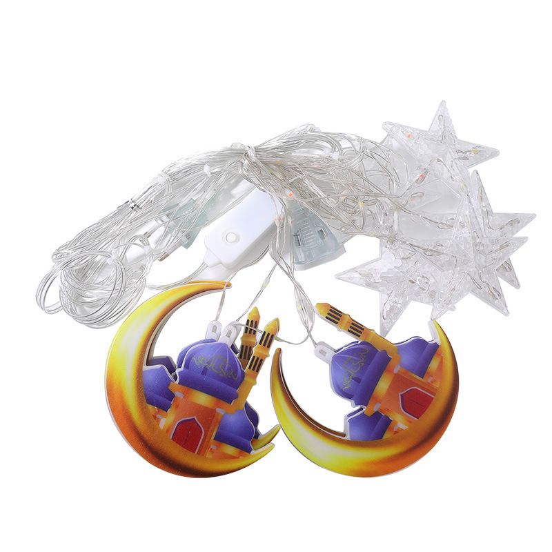 Lights Moon-Star Curtain Lights : 8 Modes Ramadan Decorations Curtain String Lights Fairy String Lights for Kids Bedroom Decor