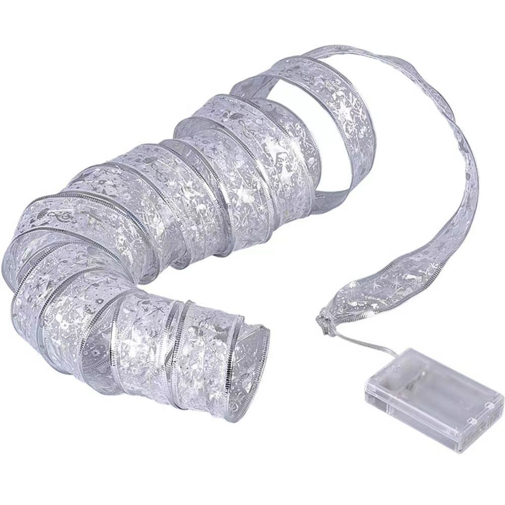 Easter Lights String Decorations Gold String Lights 26ft (2x13ft) 80 LED Lights with Wire Ribbon Bows Lights (gold and silver)