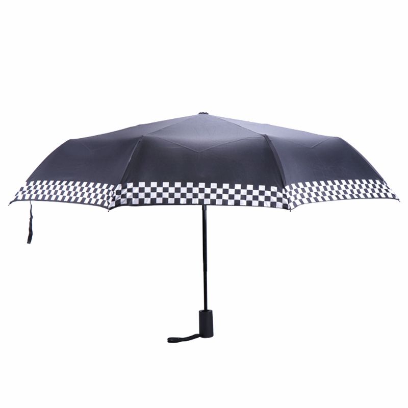 Portable Automatic Folding Umbrella Checkered Umbrellas Windproof Travel Umbrella - Compact Double Vented Folding Umbrella /Auto
