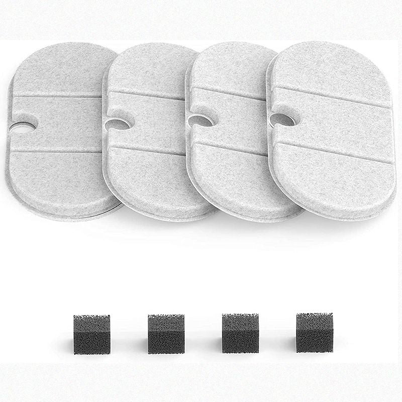 Cat Water Fountain Filters for Capsule 71oz/2.1L BPA-Free Cat Pet Fountain,Pack of 4 Replacement Filters with 4 Pre-Filter Sponges