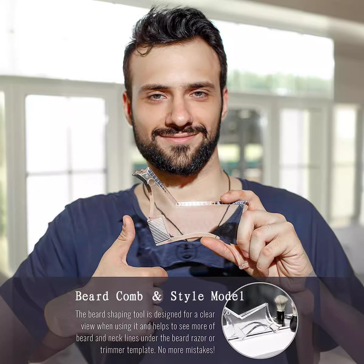 Shaping Tool Multi-liner Beard Shaper Beard Outliner Shaper Template Trimming Guide,Beard Ruler and Cut Buddy For Men Works