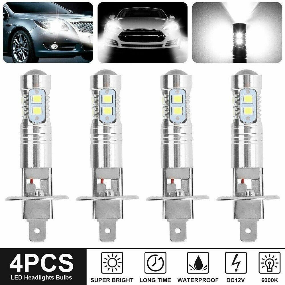 Car LED Fog Light H1 100W Anti-Fog Light White Light H1 LED Headlight Bulb for Cars, Trucks Fog Lights, 4-Pack