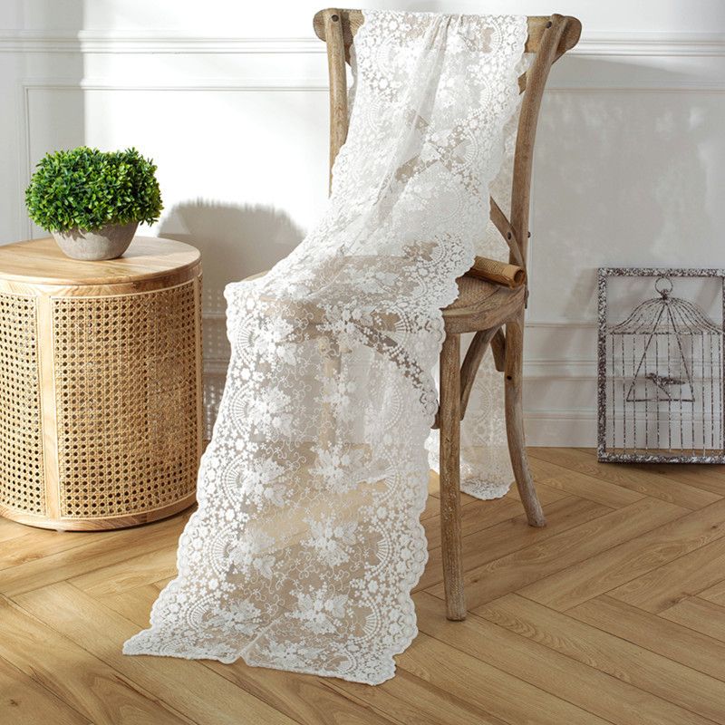 15 x 70 Inches Vintage Lace Wedding Table Runner for Rustic Chic Wedding Reception Table Decor, White Floral Lace Table