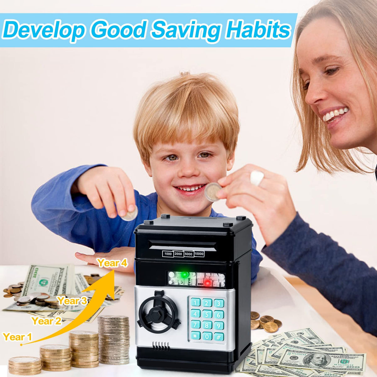 Piggy Bank Cash Coin Can ATM Bank Electronic Coin Money Bank for Kids-Hot Gift Password Piggy Bank