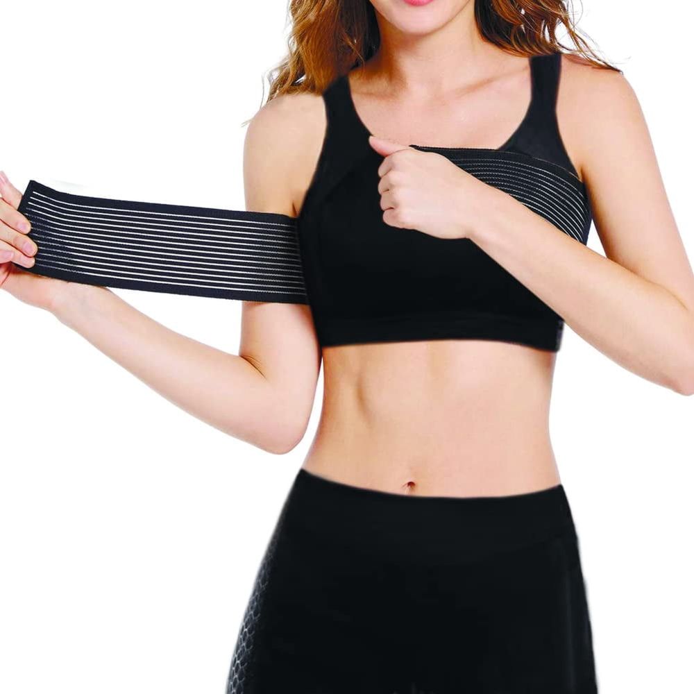 Women's Chest Belt,Sports Compression Chest Strap - Breathable Anti-Shake Binder for Running/Jumping/Workout, Elastic Adjustable Self-Adhesive Band (Sweat-Resistant, Secure Fit)Black