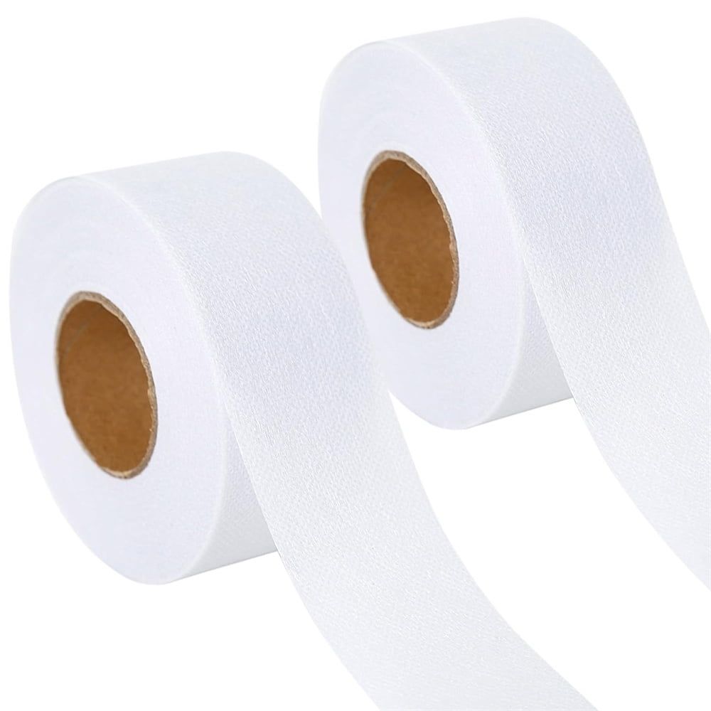 2Roll Fusible Batting Tape for Quilting 1.5 Inches x 20 Yards Batting Seam Tape Adhesive Hemming Tapes Single-Side Adhesive Warp-Knitted Stretchy Fabric