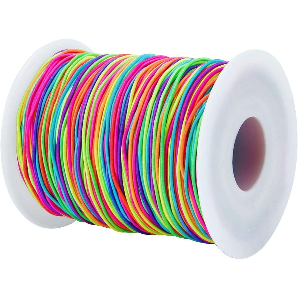 65 Meters Rainbow Elastic Cord Pony Bead String Rainbow Elastic String Bead Elastic Cord Stretchy Bracelet String for Jewelry Bracelet Making, Necklace String and Crafts
