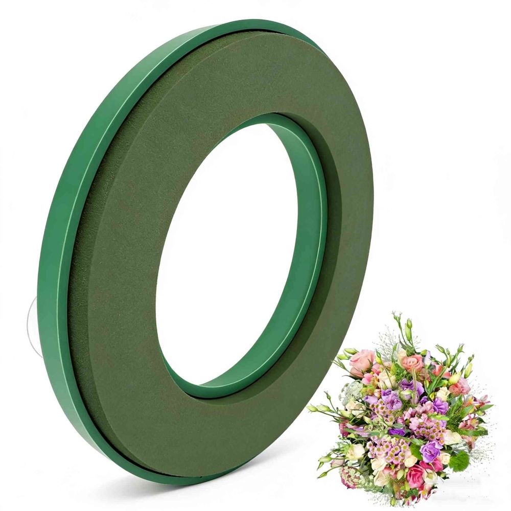 Floral Foam Wreath Ring, 12 Suction Cup Flower Holder Wet Floral Foam Wreath Base for Wedding Car Decor, Fresh and Artificial Flower Arrangement Supplies