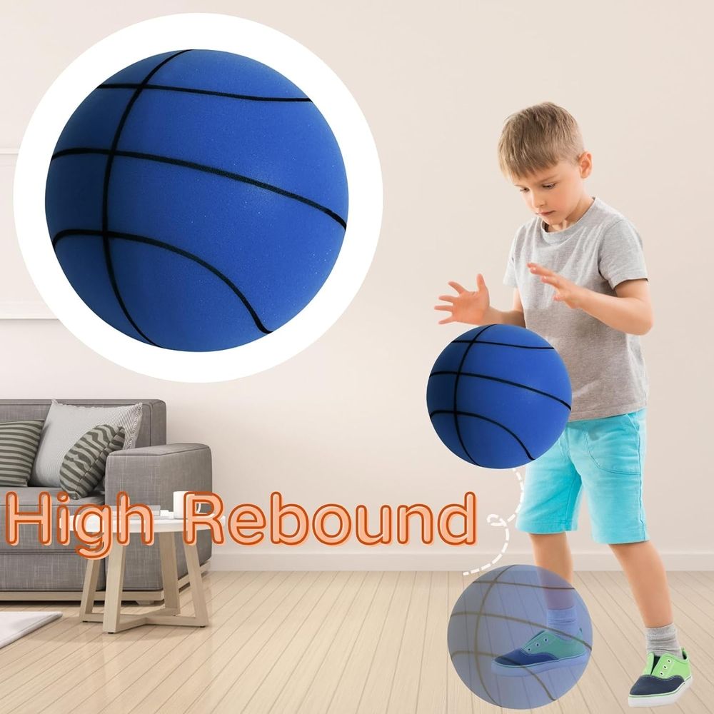 Silent Basketball, 9.45 Quiet Basketball Indoor, Foam Indoor Dribbling Training Ball, Uncoated High-Density, Blue
