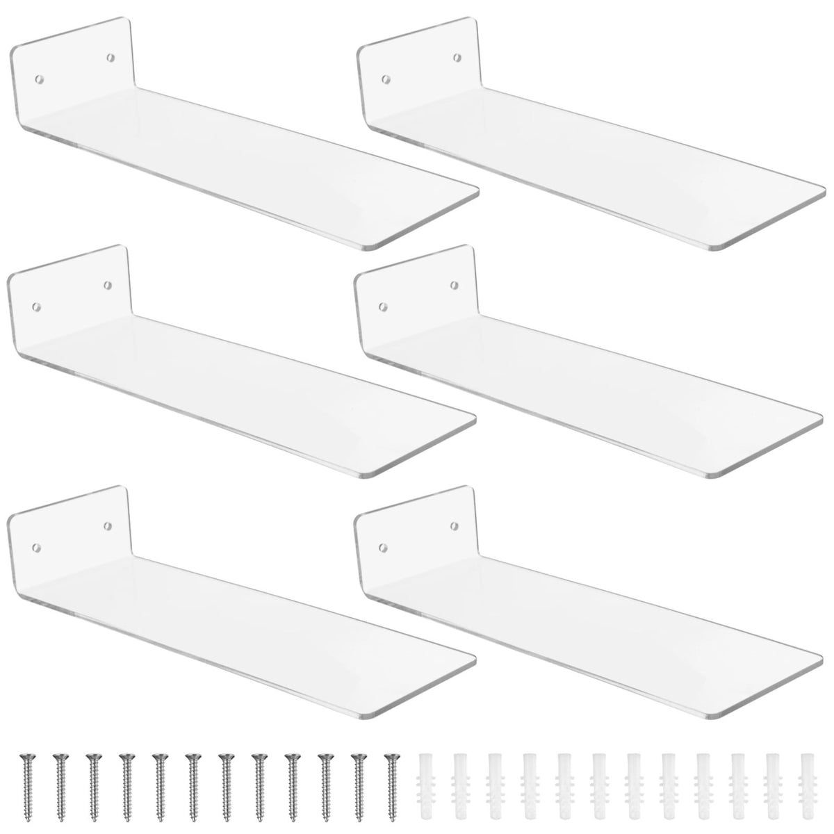 6PCS Floating Shoe Shelves, Clear Shoe Display Shelves for Wall, Acrylic Wall Mount Sneaker Display Racks, Transparent Organizer Holders for Sneaker Collection