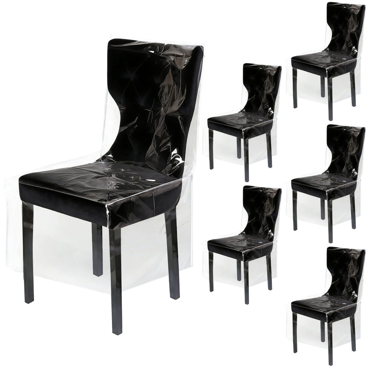 6PCS Transparent PVC Dining Chair Covers, Full Coverage Waterproof Chair Protectors, Dustproof & Pet Proof Removable Slipcover for Kitchen Seat, 42.9 x 23.6 x 19.6 x 19.6 in