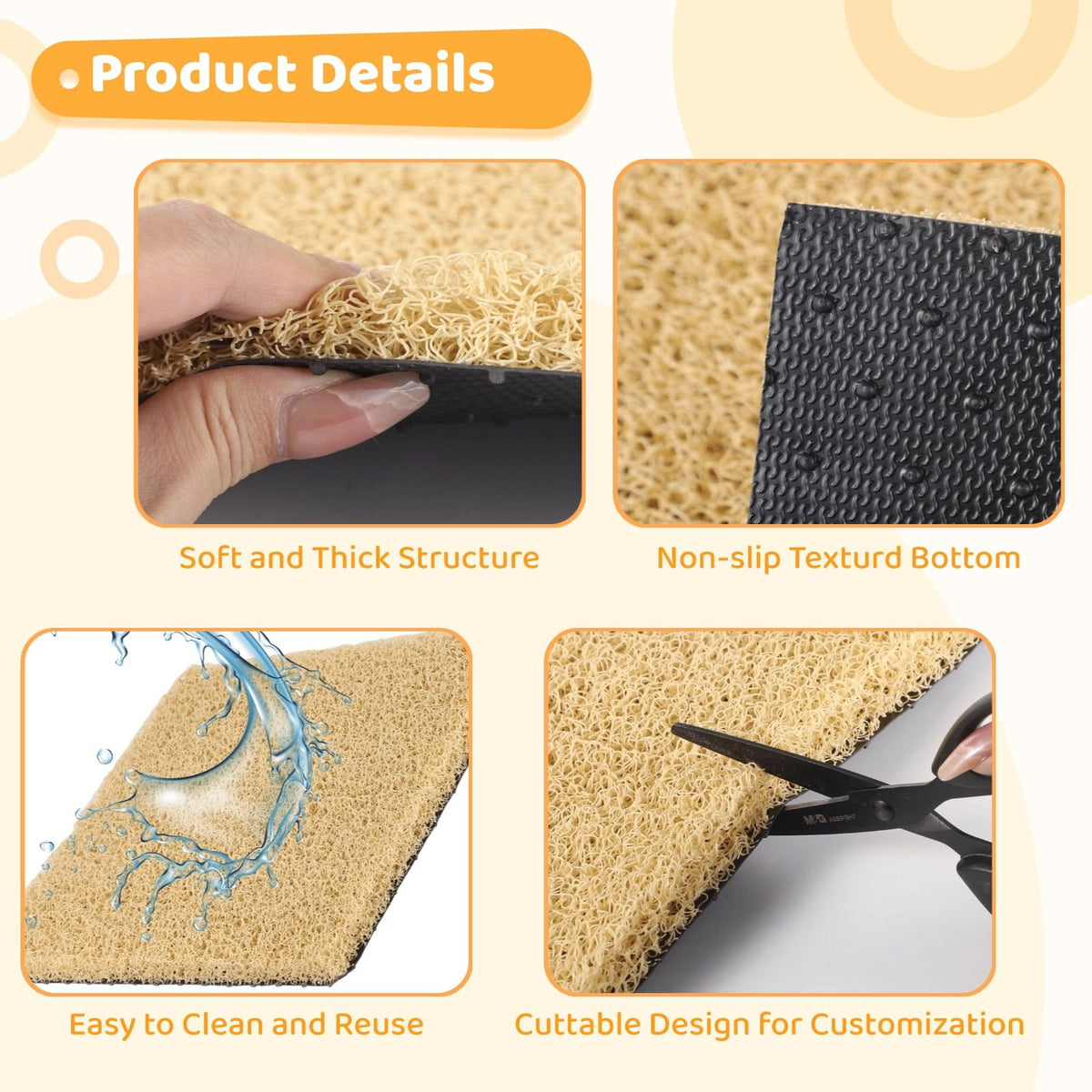8PCS Chicken Nesting Pads, Washable Nesting Box Liners for Chicken Coop, Reusable Plastic Nest Box Pads with 4PCS Fake Wooden Eggs, Cuttable Chicken Laying Mats, 12×12×0.8