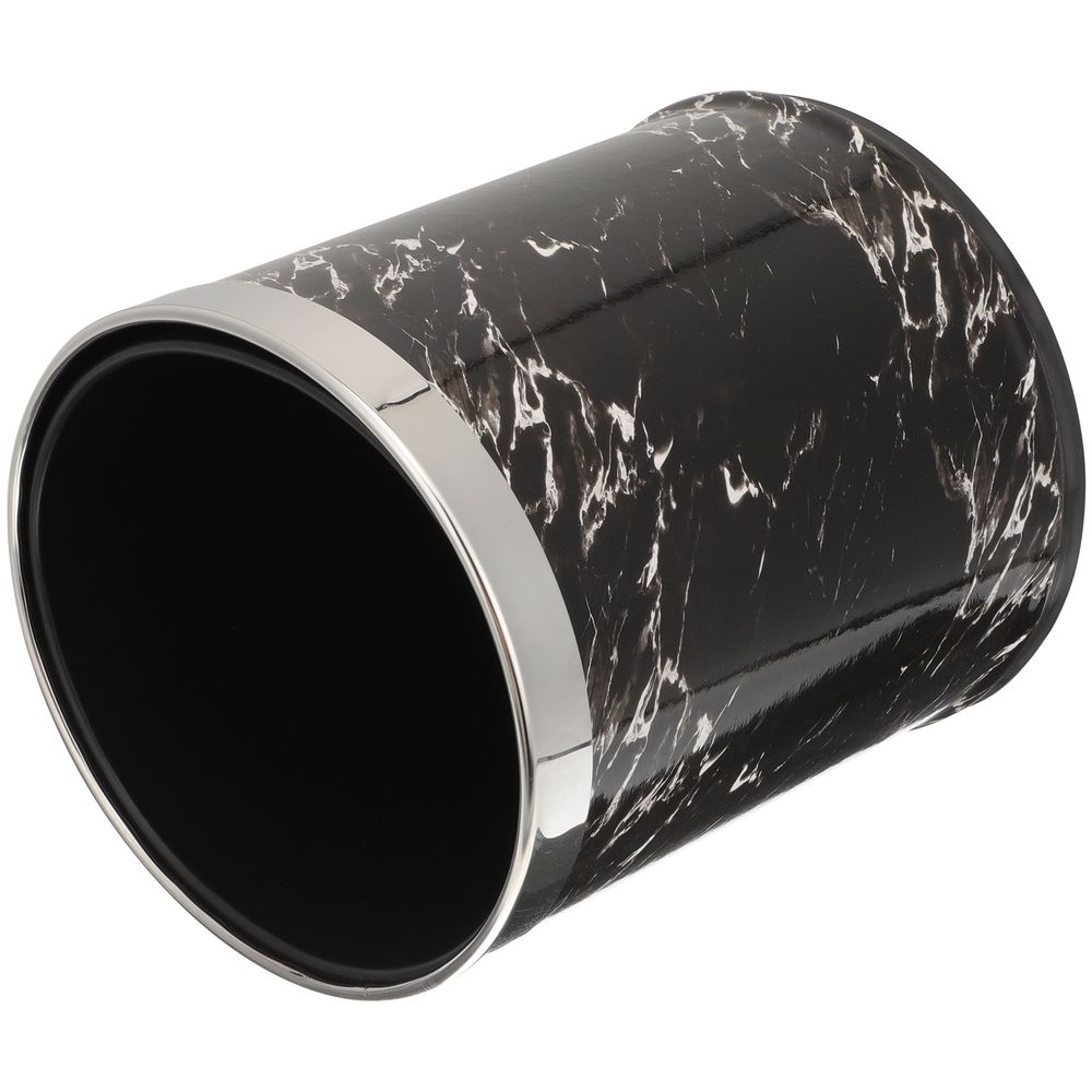 Home Use Black Marble Trash Can Plastic Garbage Container for Bathroom