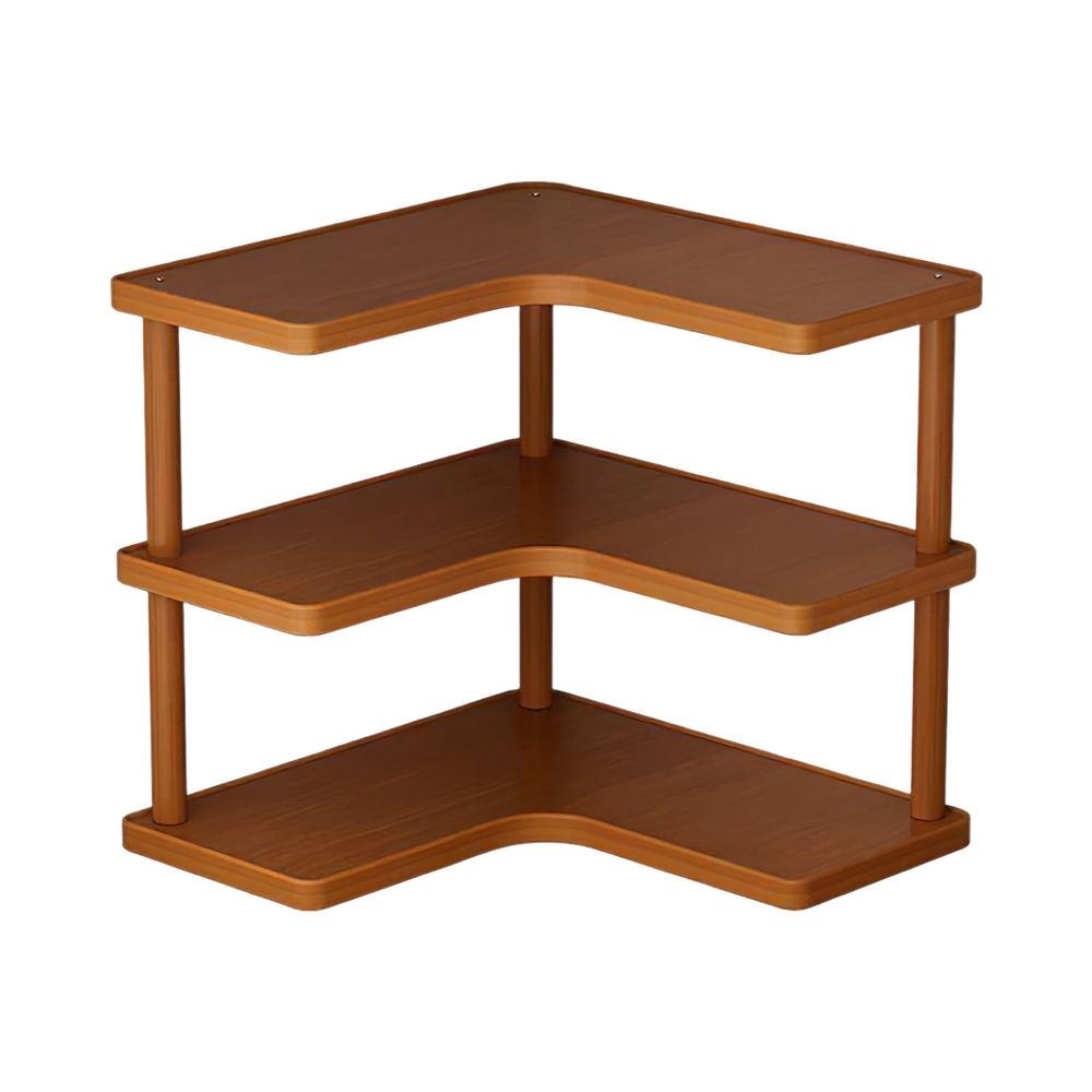 Kitchen Countertop Corner Spice Rack, Desktop Wood Bookshelf Bookcase, Household Cupboard Cabinet Coffee Mug Cup Storage Shelf Condiment Seasoning Organizer
