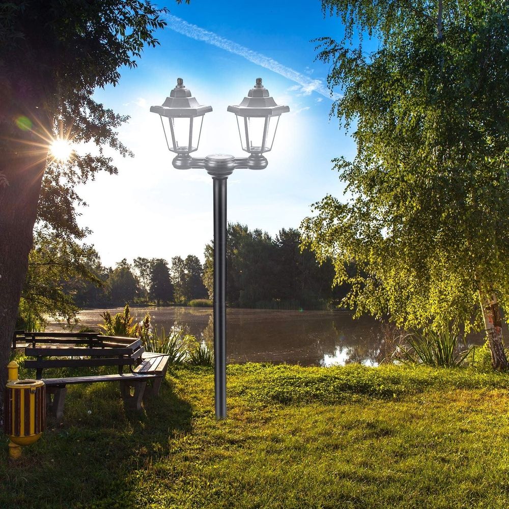 Outdoor Post Lights, Wall Lamp Outdoor, Solar Post Lights, Outdoor Lamp, Decorative Floor Lamp Vintage for Patio, Garden, Backyard, Front/Back Door, Two Post Headlights Solar Floor Lamps