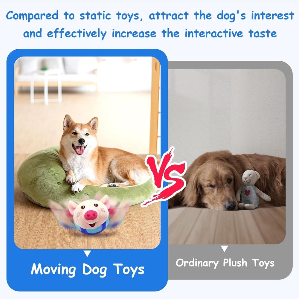 Interactive Dog Toys Pig,Squeaky Dog Toys with Recording and Music Modes, Rechargeable Jumping Moving Dog Chew Toys for Small/Medium/Large Dogs to Keep Them Busy(Blue Pig)