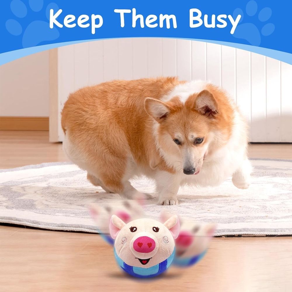Interactive Dog Toys Pig,Squeaky Dog Toys with Recording and Music Modes, Rechargeable Jumping Moving Dog Chew Toys for Small/Medium/Large Dogs to Keep Them Busy(Blue Pig)