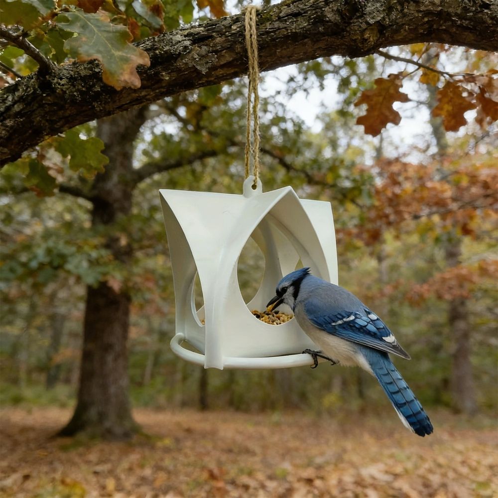 Hanging Wild Bird Feeder Weatherproof Outdoor 4.72x4.72x4.72in for Garden Yard Patio Decor(White)