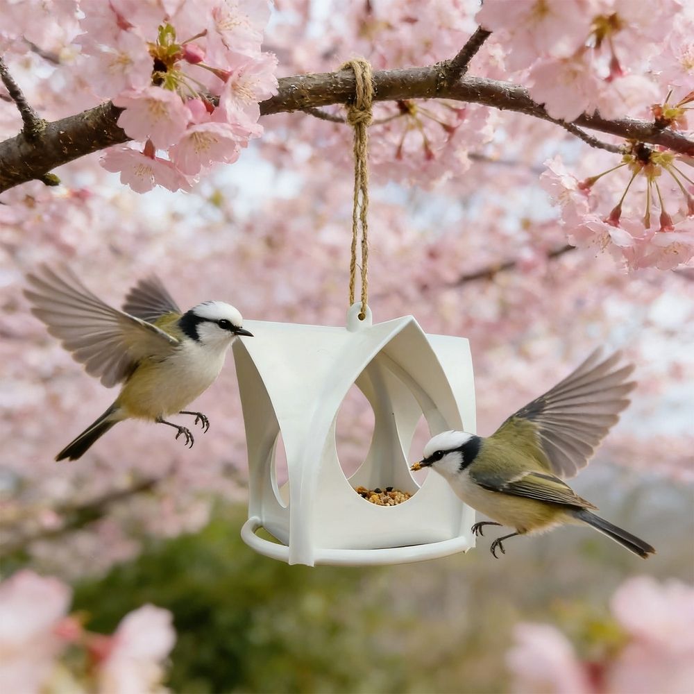 Hanging Wild Bird Feeder Weatherproof Outdoor 4.72x4.72x4.72in for Garden Yard Patio Decor(White)