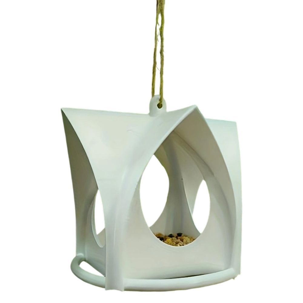 Hanging Wild Bird Feeder Weatherproof Outdoor 4.72x4.72x4.72in for Garden Yard Patio Decor(White)