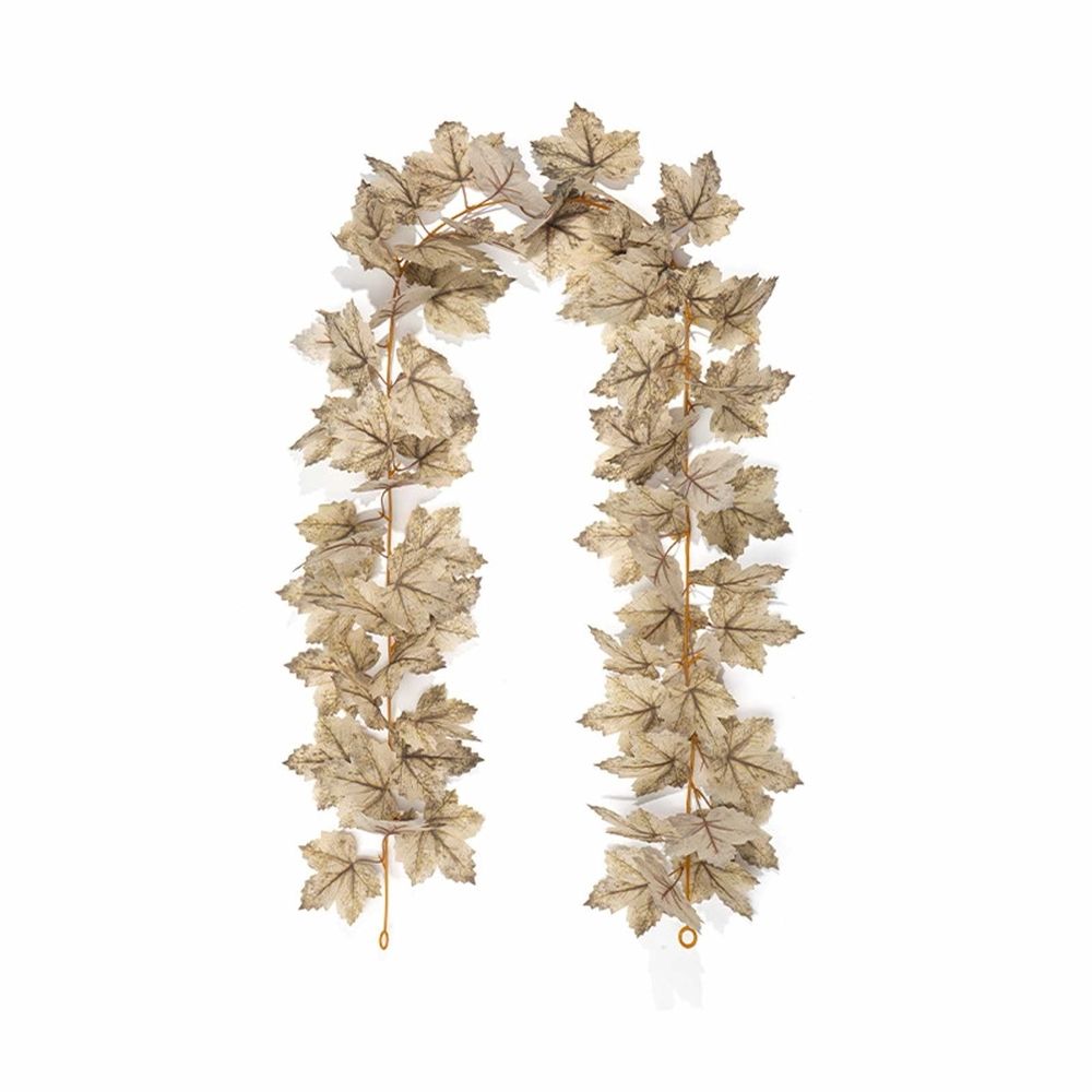 White Artificial Maple Leaf Garland for Thanksgiving Fall Decor, 68.89 Inch Autumn Vine for Front Door Mantel Fireplace Wedding Indoor Outdoor Decoration