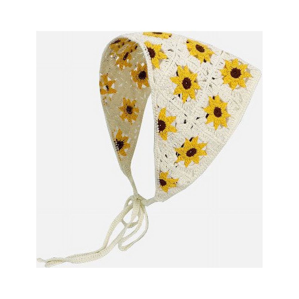 Floral Crochet Hair Bandanas Headscarf Knitted Hair Scarves Crochet Hair Kerchief Daisy Headband Headwrap