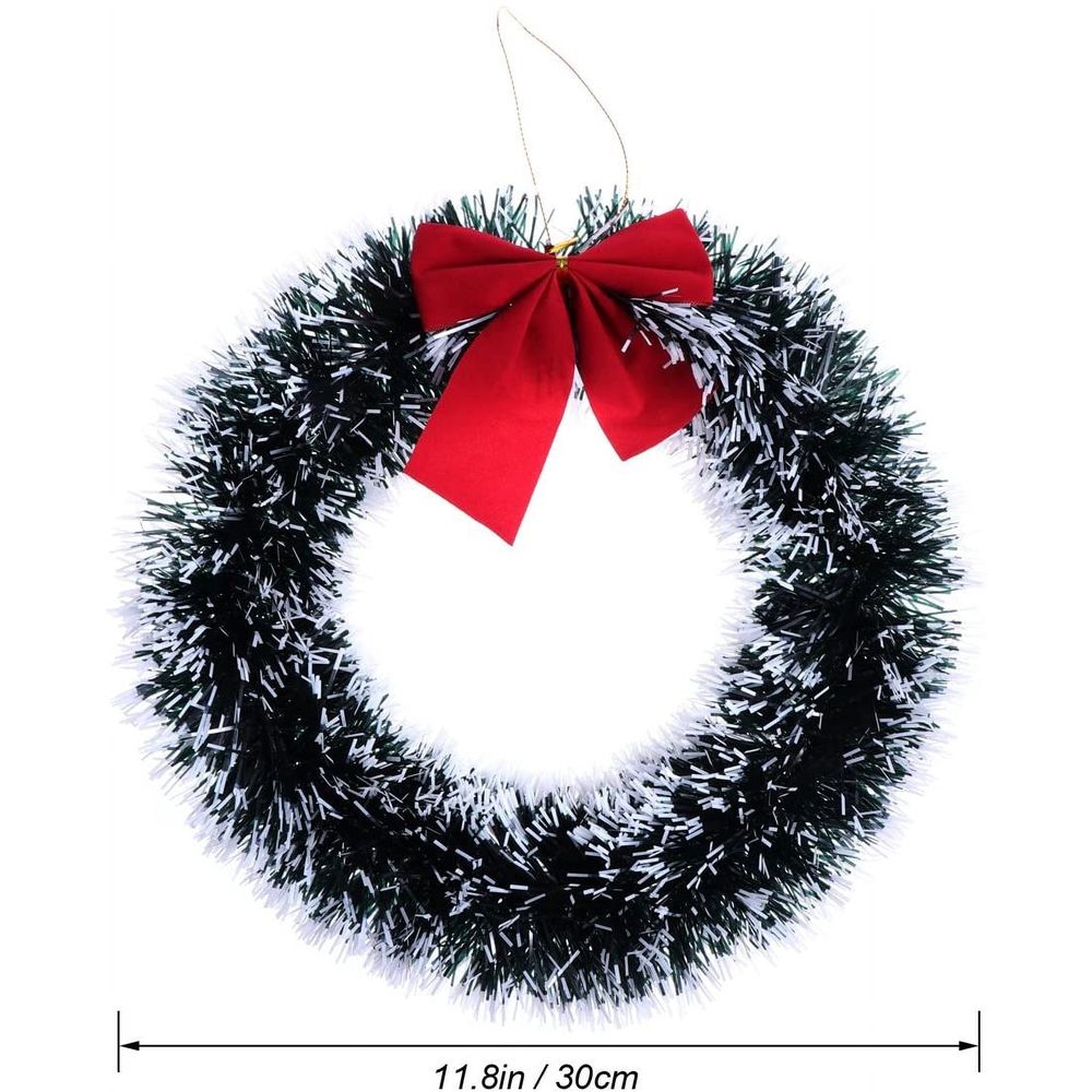 6PCS Christmas Wreaths with Red Bow Artificial Christmas Wreaths Ornaments for Front Door Christmas Holiday Indoor Home Decor