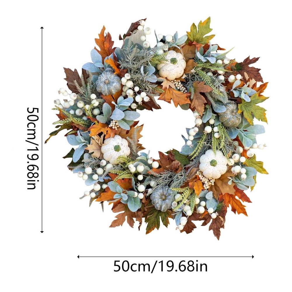 Fall Wreath for Front Door, Autumn Pumpkin Wreath Halloween Thanksgiving Wreath Door Hanging Party Decoration Home Relaxed Decor Inside Outside Wreath Window Garland Yard Indoor Outdoor, 20