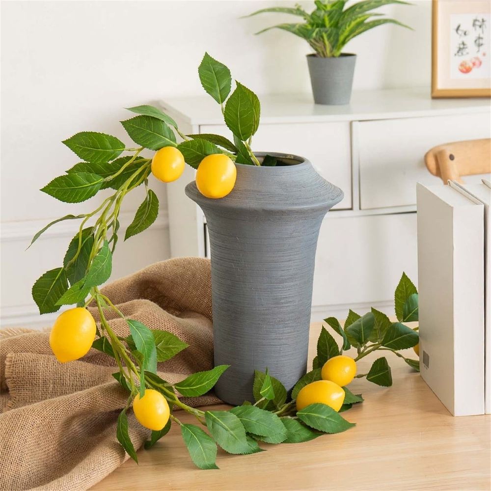 Artificial Lemon Garland, 6Ft Faux Greenery Garland Vine with Fake Yellow Lemon Spring Artificial Fruit Garland for Front Door Wall Decoration