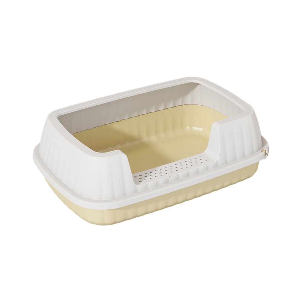 Open Cat Bedpan with Spoon,Shallow Splash Proof Travel Litter Box with Sand Drop Pedal High Side Low Entrance Cat Toilet Semi-Enclosed Adjustable for Kittens Elderly Cats Disabled Cats