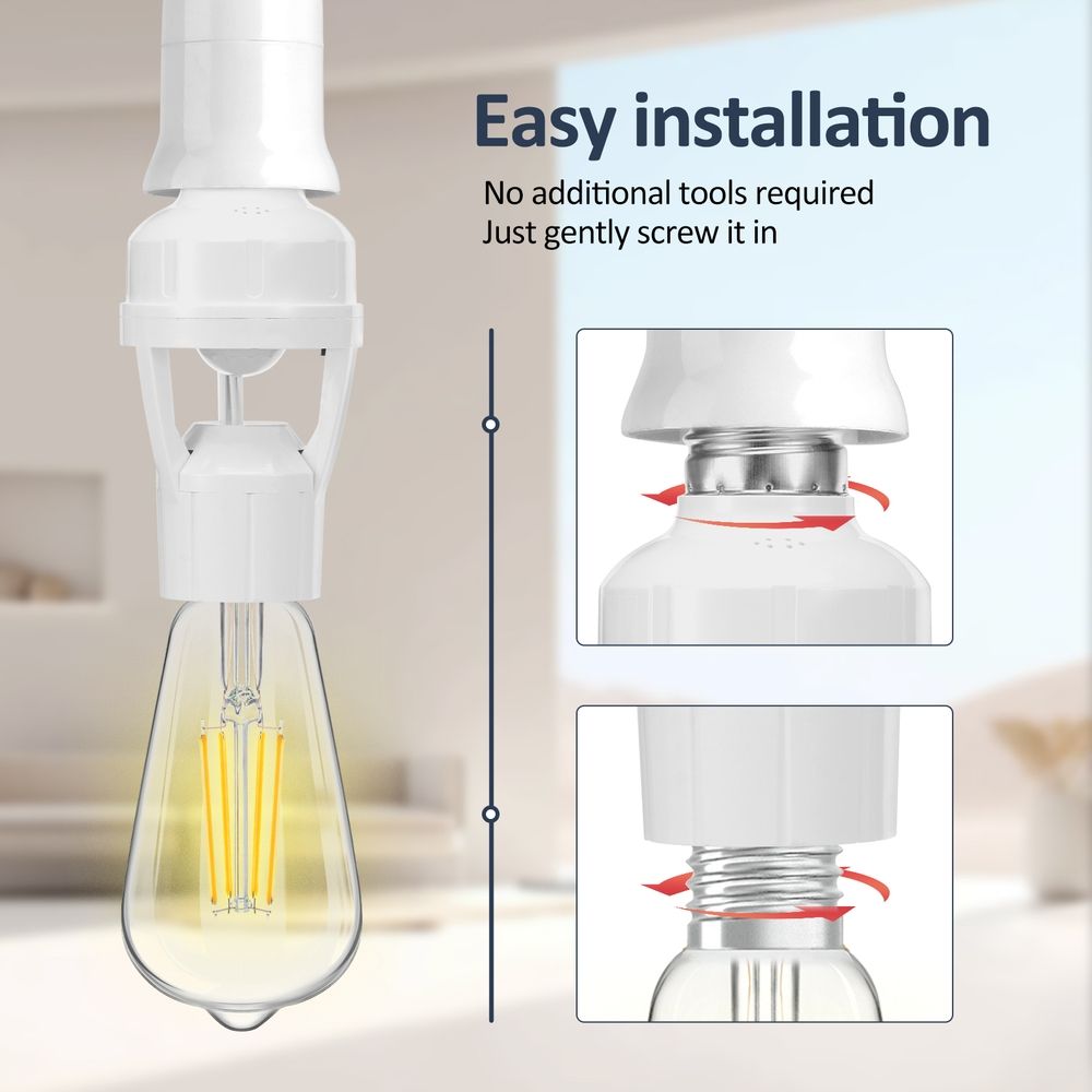 4 Pcs Motion Sensor Light Socket Smart Screw in Light Bulb Outlet Easy to Install for Basement Pantry Room Storage Room Garage