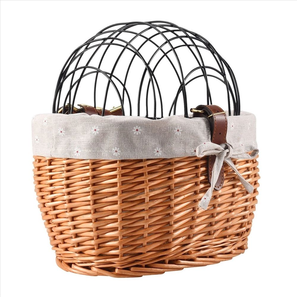 Cat Dog Bicycle Front Handlebar Basket Pets Seat Handwoven Wicker Road Bike Basket Pet Cat