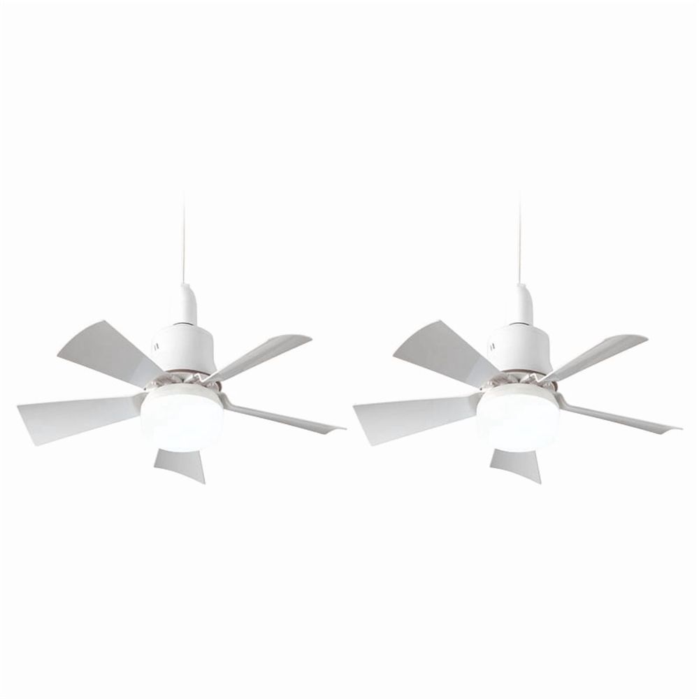 2X Socket Fan Light with Remote, Ceiling Fan with 3-Speeds, Dimmable LED, E27 Base, Cordless Light Socket Fan