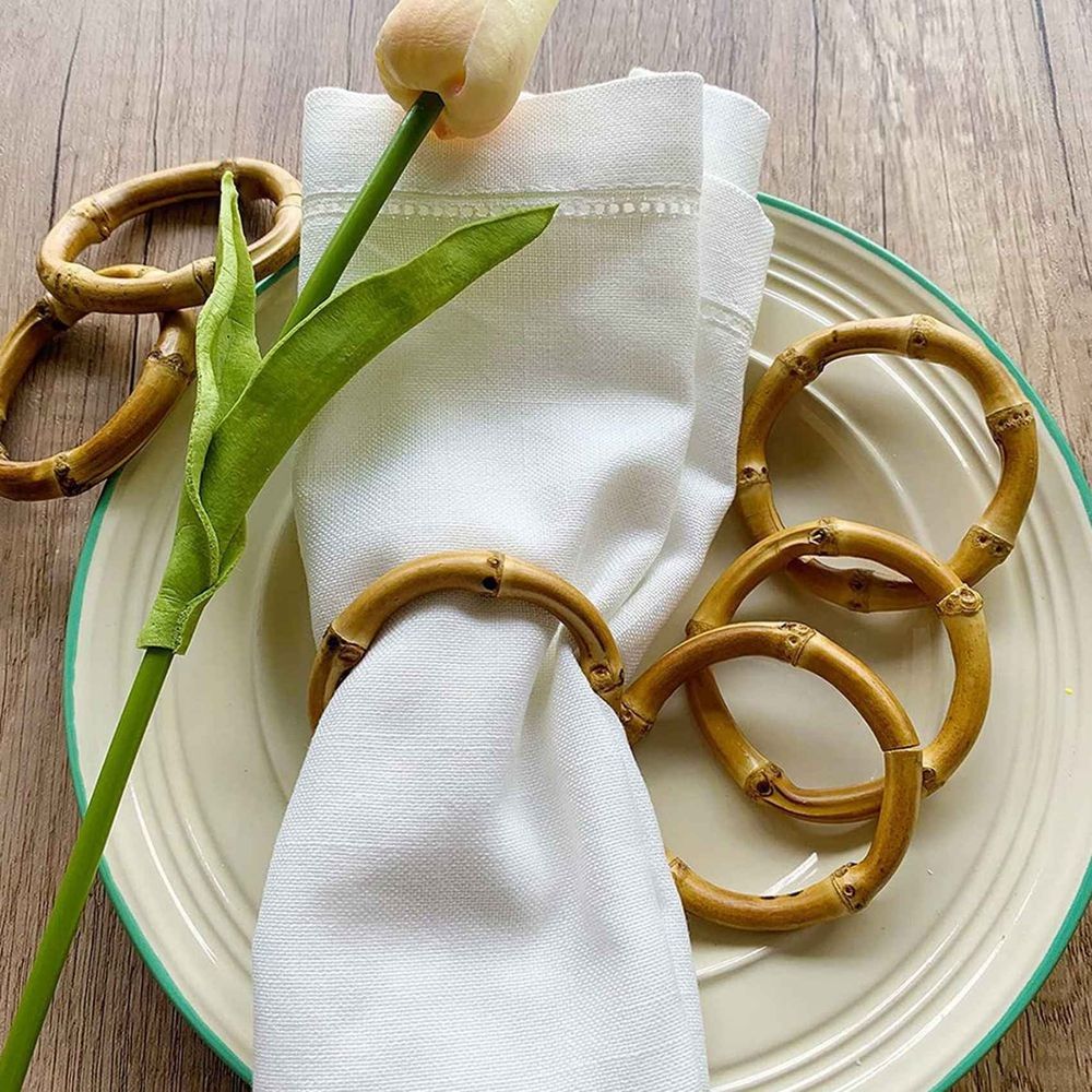 12x Handmade Bamboo Napkin Ring Natural Rustic Napkin Holders Natural Napkin Holder Rings Table