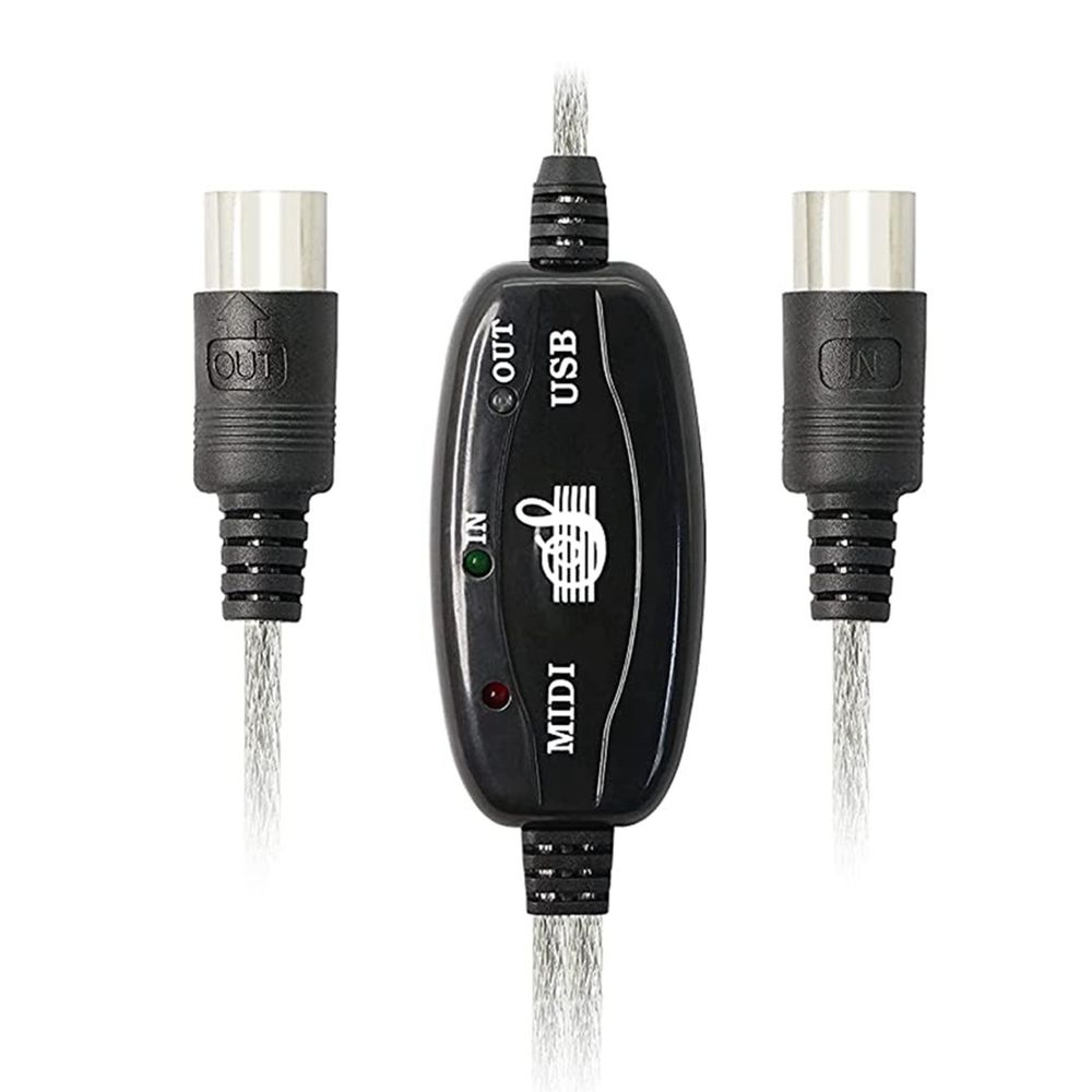 USB Cable Adapter, USB Type A Male to Din 5 Pin in-Out Cable Interface with LED Indicator for Music Keyboard