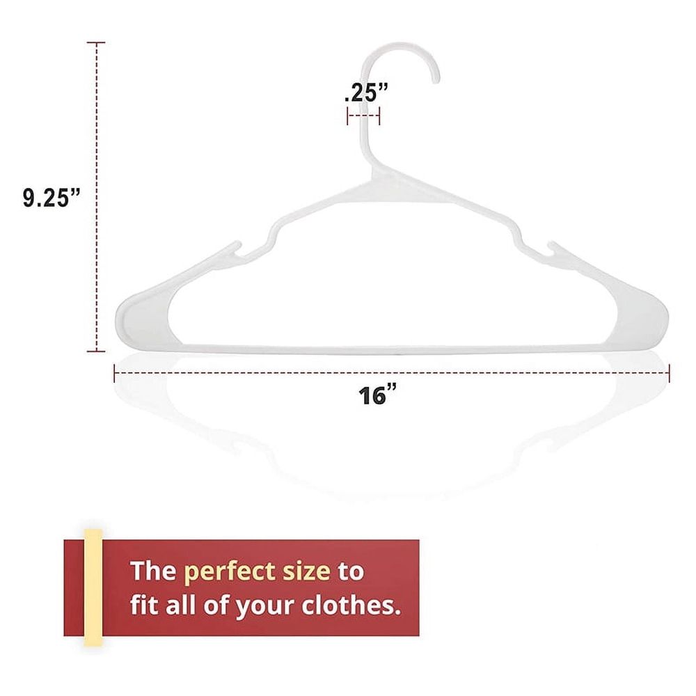 White Plastic Hangers, Clothes Hangers Perfect for Everyday Standard Use, Clothing (White, 20 Pack)