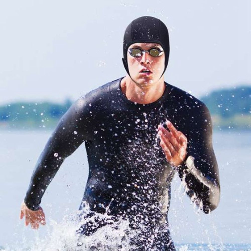 Thermal Swimming Cap,Neoprene Diving Hood Thermal Wetsuit Hood Cap Swim with Chin Straps,Scuba Swimming ,Blue