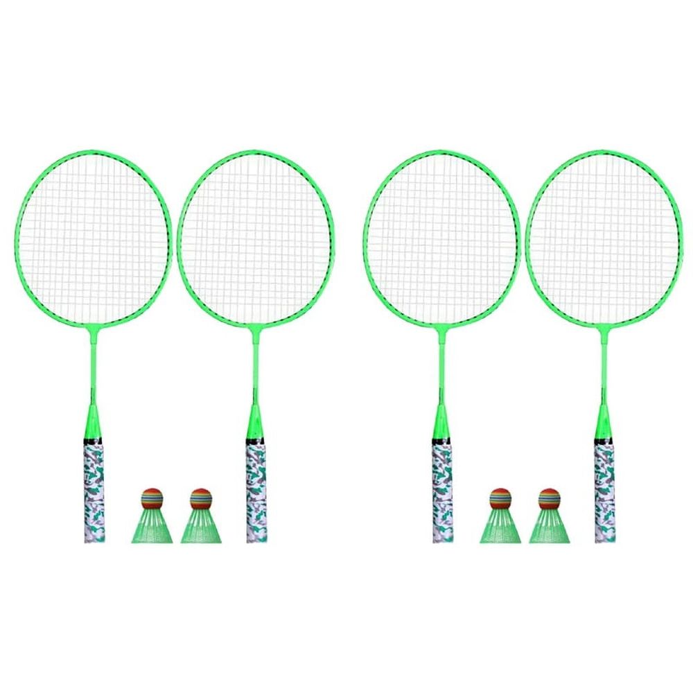 4X Badminton Rackets for Children,Shuttlecocks Racquet Sports Set with 4 Balls for Players Indoor Outdoor Green