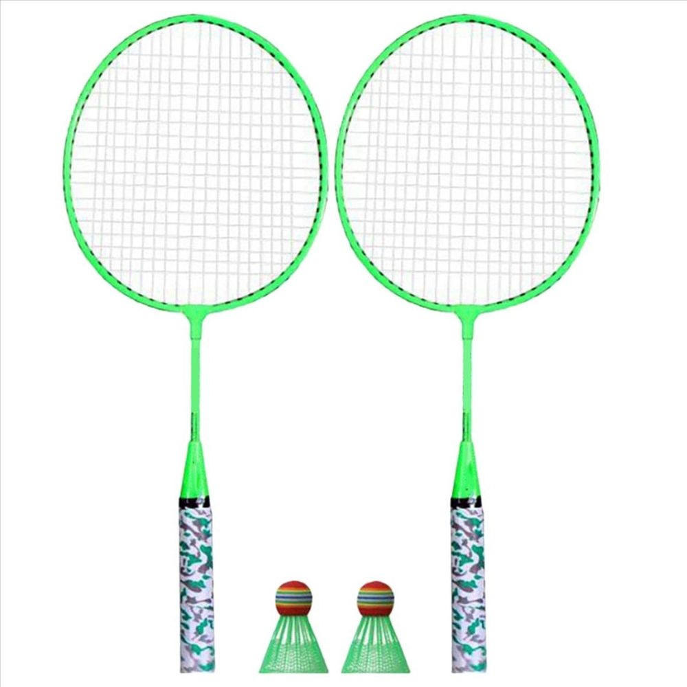 4X Badminton Rackets for Children,Shuttlecocks Racquet Sports Set with 4 Balls for Players Indoor Outdoor Green