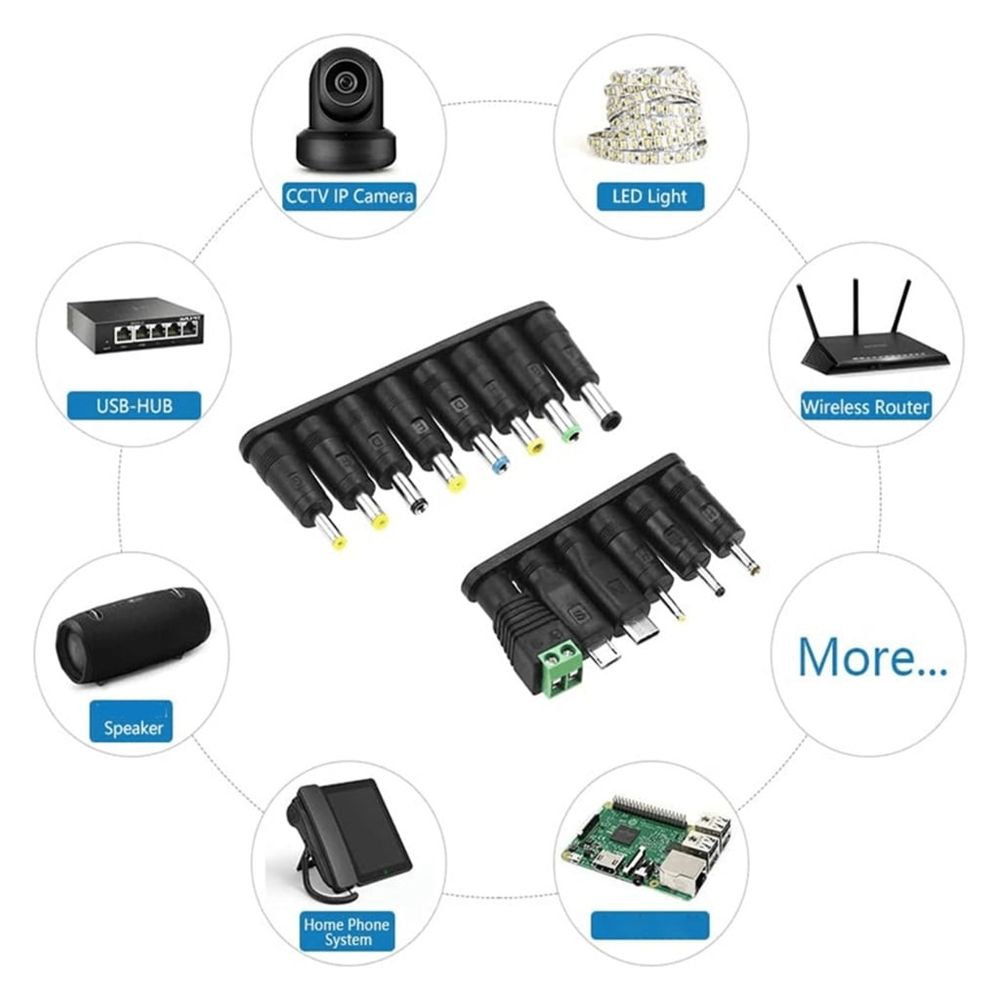 USB to DC5V Charging Cable with 14Adapters for Cameras Mini Fan and More Multiple Devices Power Adapter