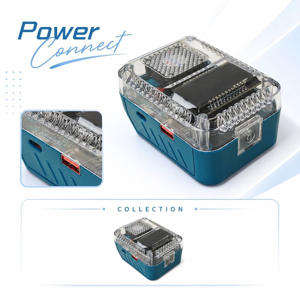 140W PD3.1 Bidirectional Type-C Battery Charger Adapter LED Digital Display ABS Shell for 20V 28V Lithium Power Tool Batteries Fast Charging and Mobile Power Bank Function