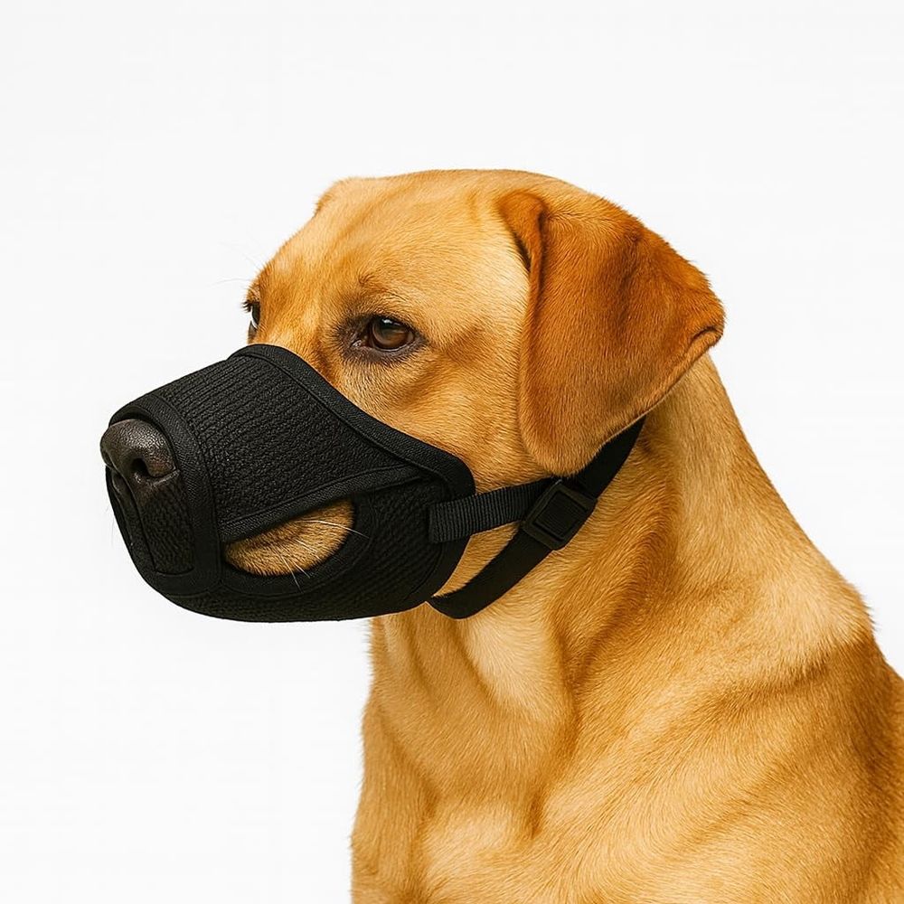 Dog Muzzle – Mesh Soft Muzzle for Small Medium Large Sized Dogs, Adjustable for No Bark, Scavenging, Licking & Chewing, Prevent Biting, Black (S–XL)