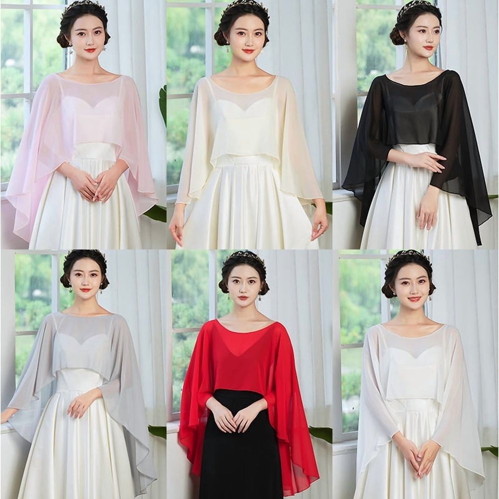 Capelets for Women Chiffon Cape Shawls and Wraps for Evening Dress Wedding Capes Cover Up