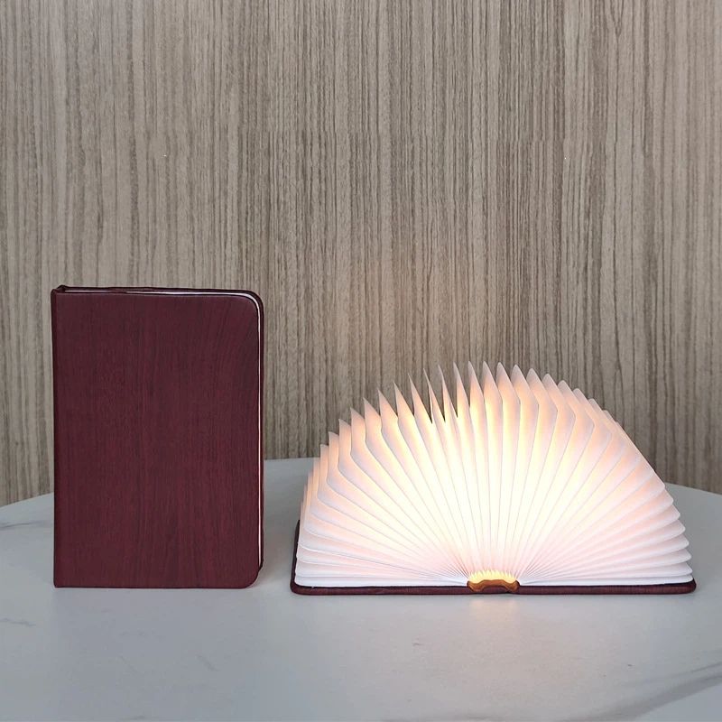 Wooden Book Lamp, Foldable Paper Books Light, Novelty Lighting 360° Bookshaped Night Light, Paper Lantern for Bookish Decor & Book Lovers Gifts, Christmas Gifts Choice(10.5*14.5*3.8cm)