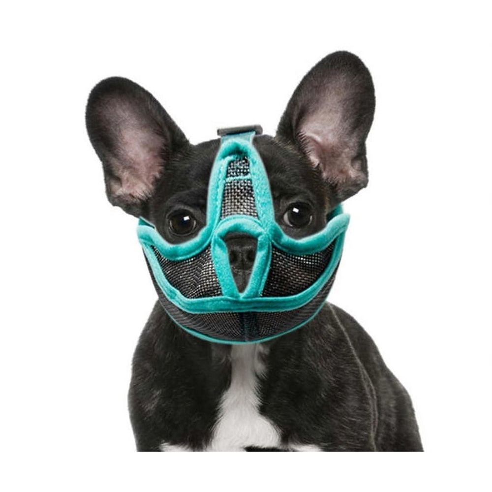 Short Snout Dog Muzzle, Adjustable Breathable French Bulldog Mesh Flat Face Dog Anti Bitting Mask Soft Panting Pet Supplies for Chewing Barking Training Grooming