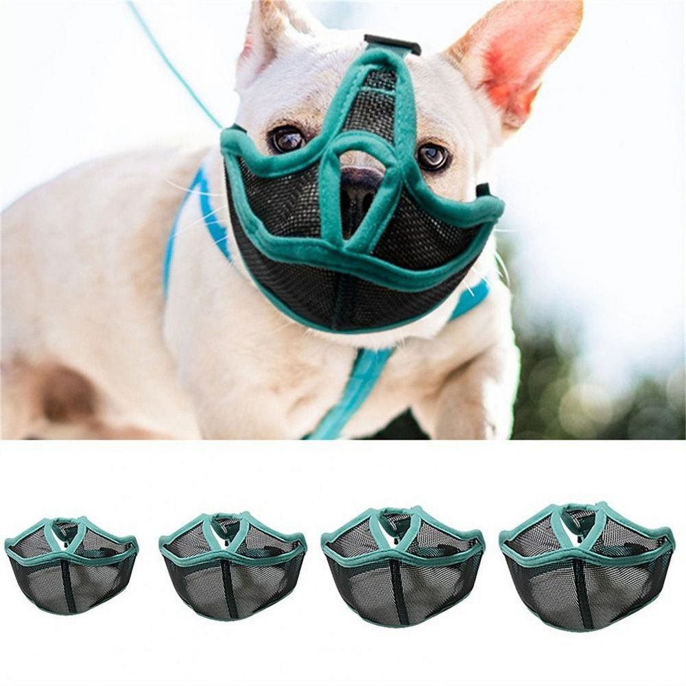 Short Snout Dog Muzzle, Adjustable Breathable French Bulldog Mesh Flat Face Dog Anti Bitting Mask Soft Panting Pet Supplies for Chewing Barking Training Grooming