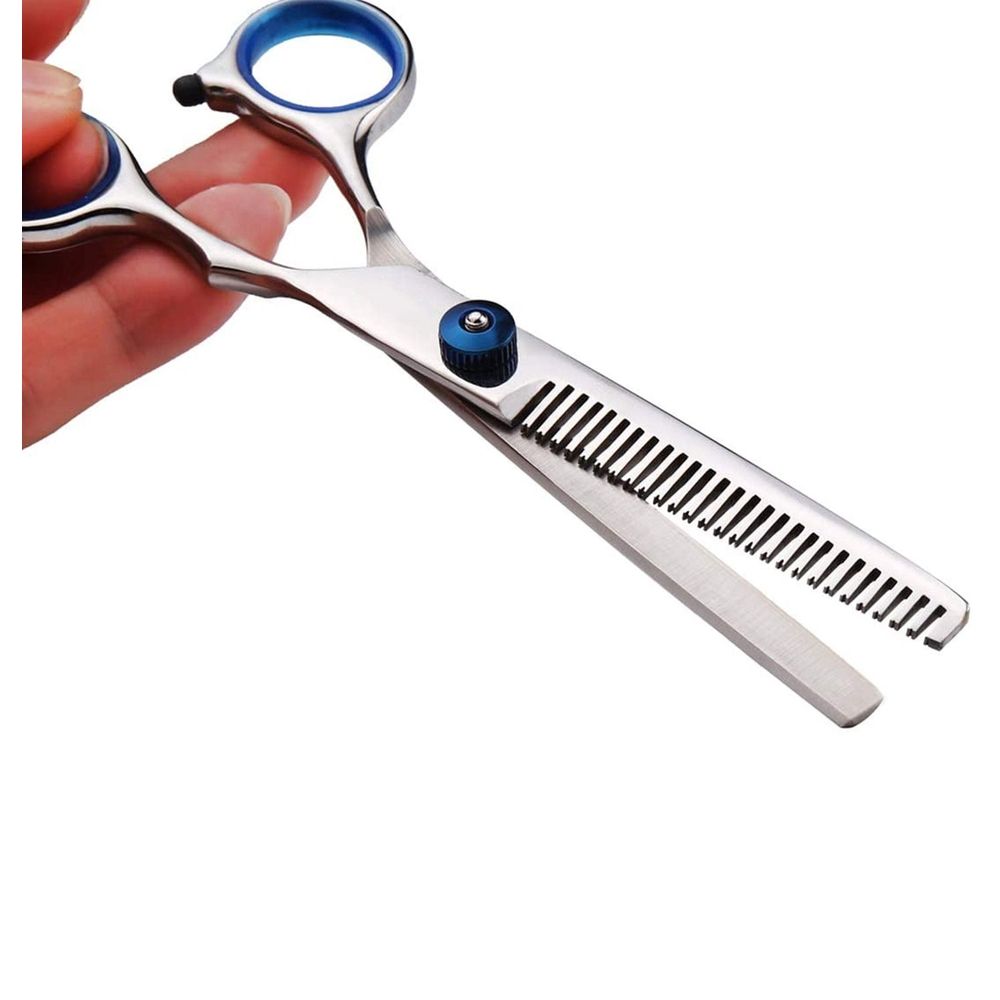 Dog Grooming Scissors Set with Safety Round Tip, 2 Pack Curved Scissors Thinning Shears for Pet Grooming for Dogs and Cats