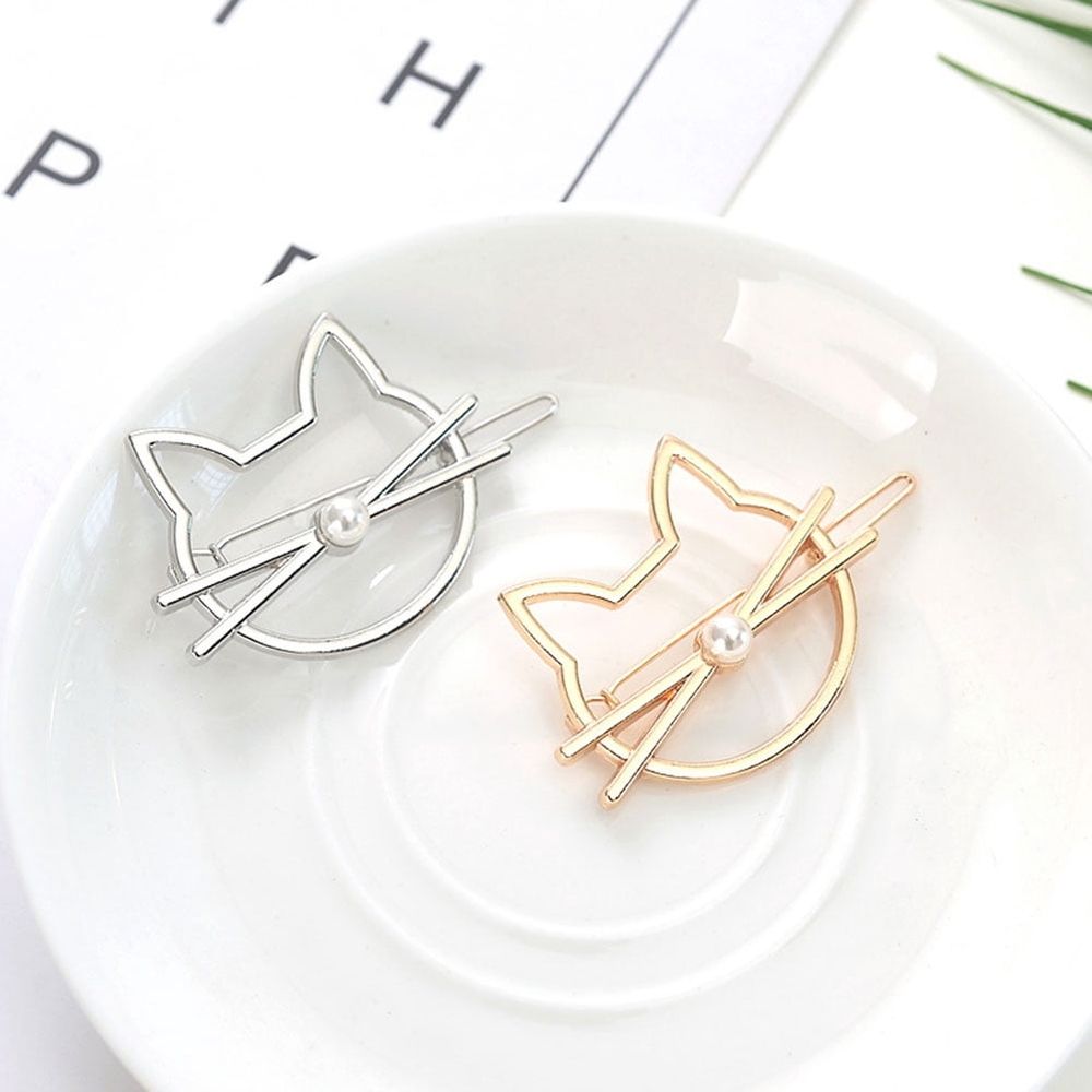 4-Pack Metal Cat Hair Clips for Girls and Women, Assorted Colors, Stylish Hair Accessories for Everyday Use